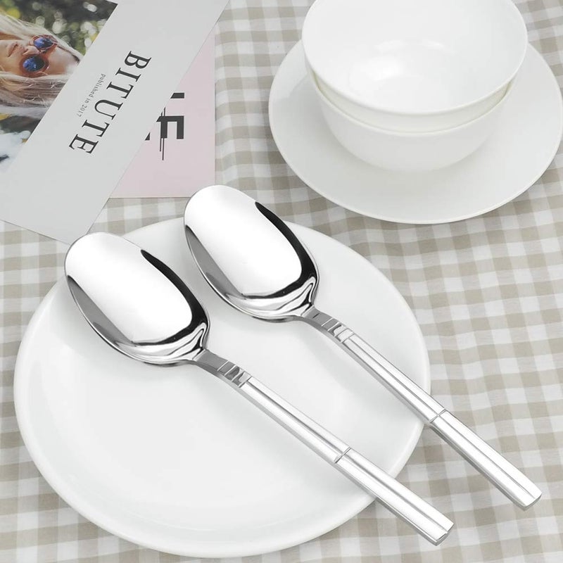 Saedy 8 Pieces Large Stainless Steel Spoon, Stainless Steel Banquet Serving Spoon - Image 3